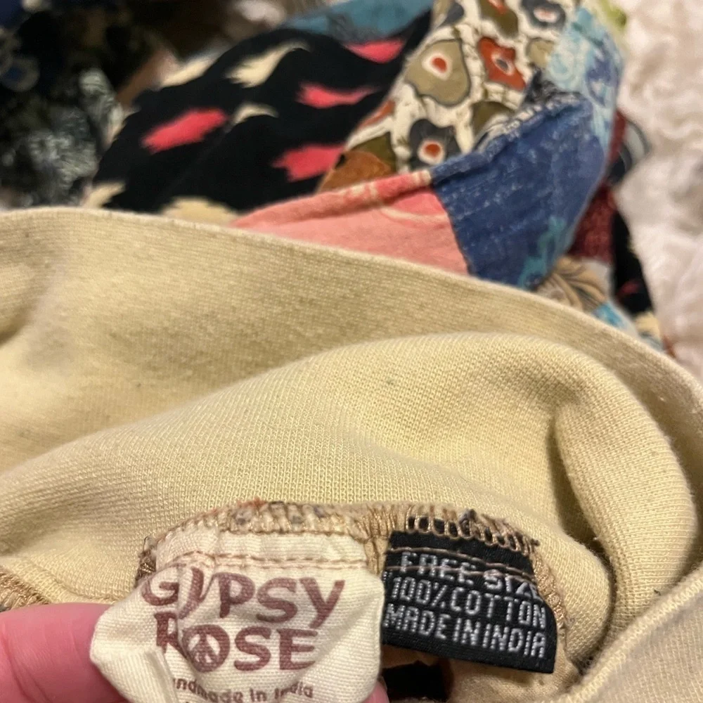 Colorful Patchwork Pants Gypsy Rose boho had made pant 8/10 free size medium L - Picture 3 of 5